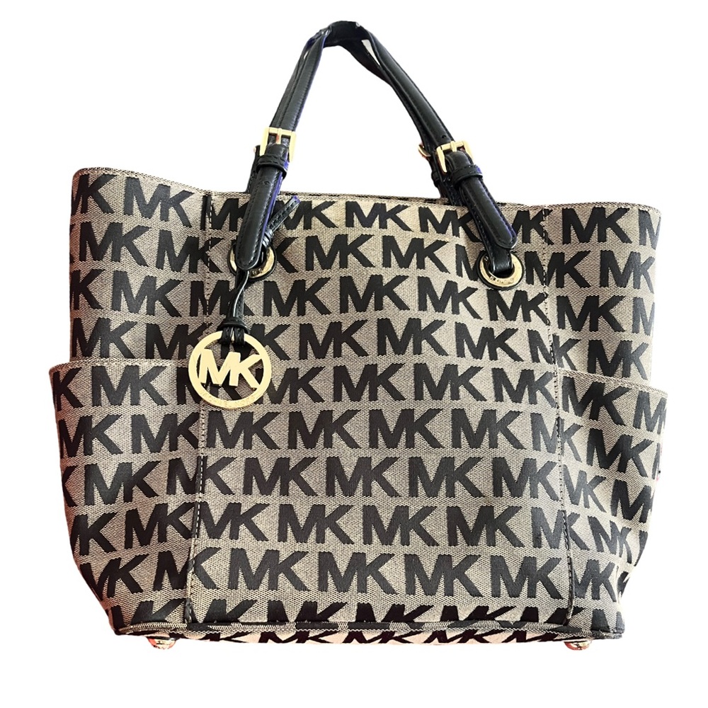 Michael Kors Monogram Black and Tan Tote